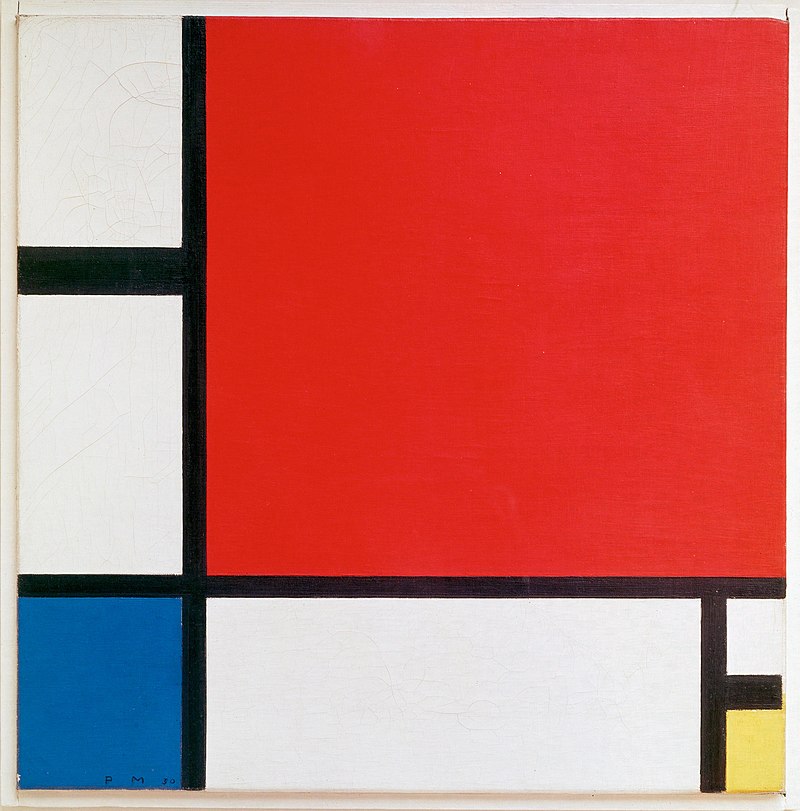 Composition avec rouge, bleu et jaune